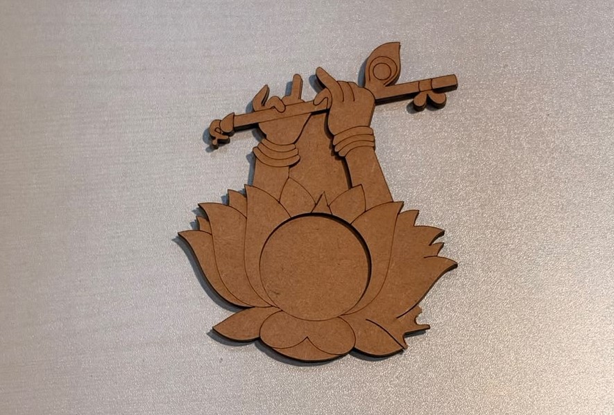 Shri Krishna Flute Wooden Wall Art